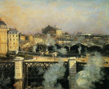 諾伯特 貢紐特 The Pont de l'Europe and the Gare Saint-Lazare with Scaffold